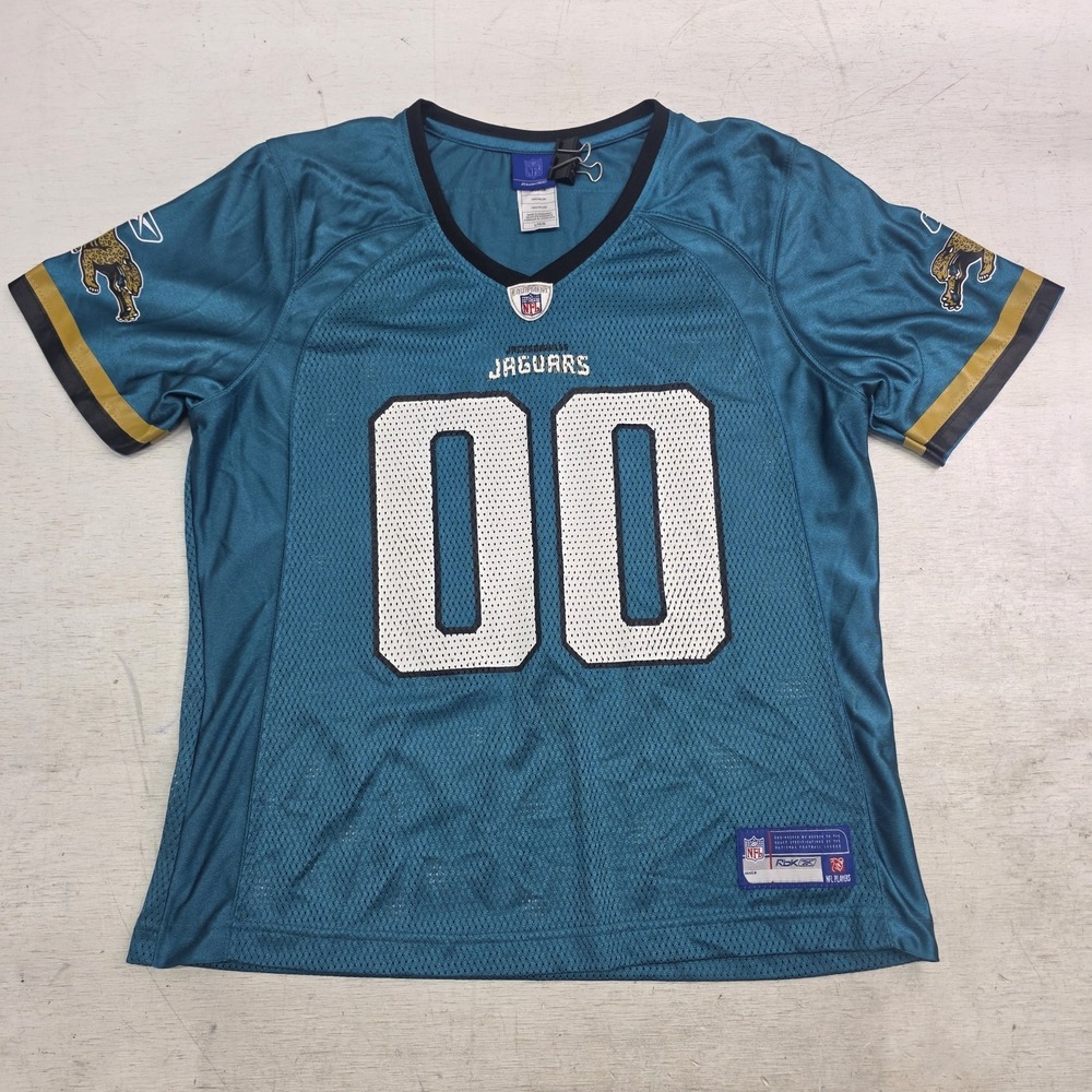 Jacksonville Jaguars NFL Equipment Reebok Women's Mesh Jersey #00 Teal Sz L EUC